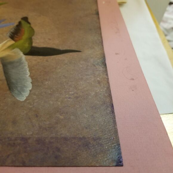 1995 signed Hummingbird painting w/matched mat - Picture 5 of 9